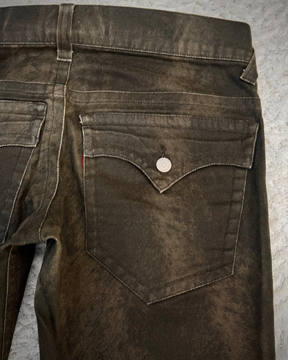 Tornado Mart Wood Textured Spiral Bootcut Pants