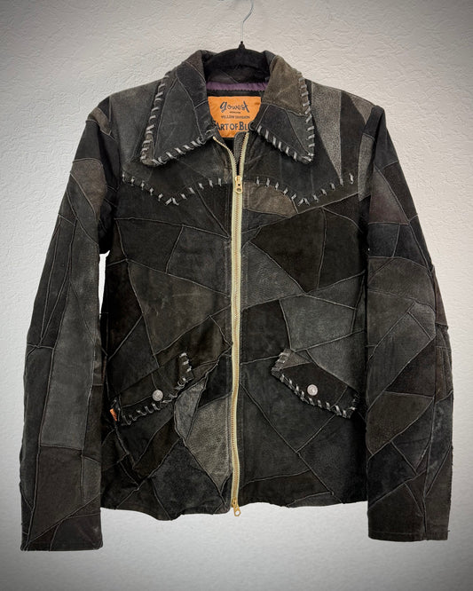 Gowest Scar Stitched Suede Leather Patchwork Jacket