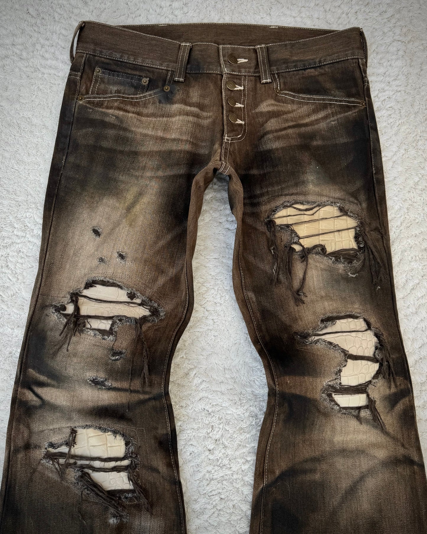 Tornado Mart Croco Repaired Flared Jeans