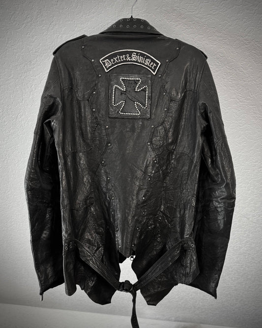 Yasuyuki Ishii Studded Raw Cut Leather Patchwork Jacket