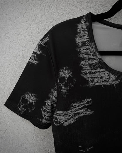 Roen Skulls & Leopard Pattern T-Shirt