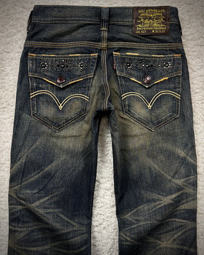 Levi’s 507 Mud Whisker Washed Studded Bootcut Jeans