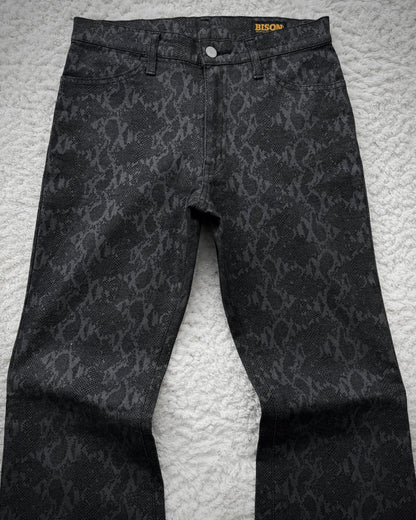 Bison Snakeskin Pattern Flared Pants