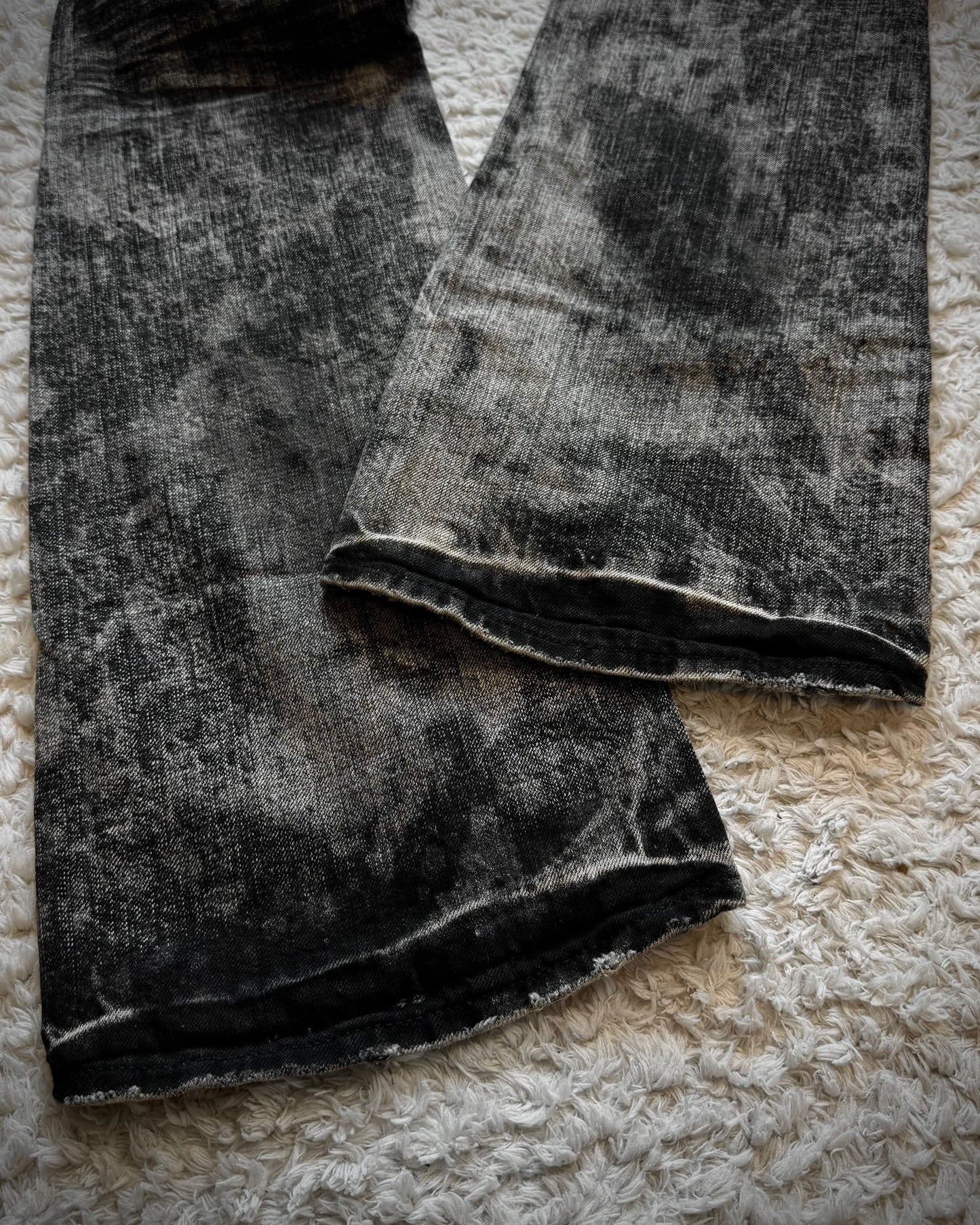 CavariA Ash Clawmarks Washed Studded Flared Jeans