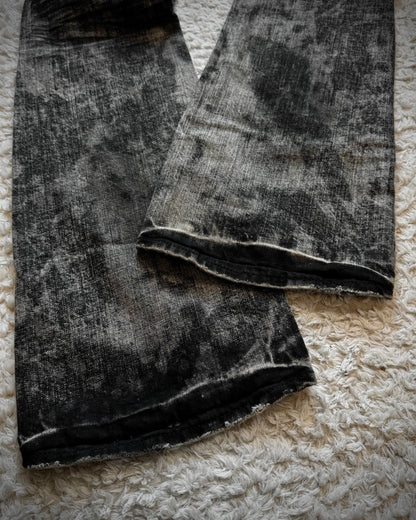 CavariA Ash Clawmarks Washed Studded Flared Jeans