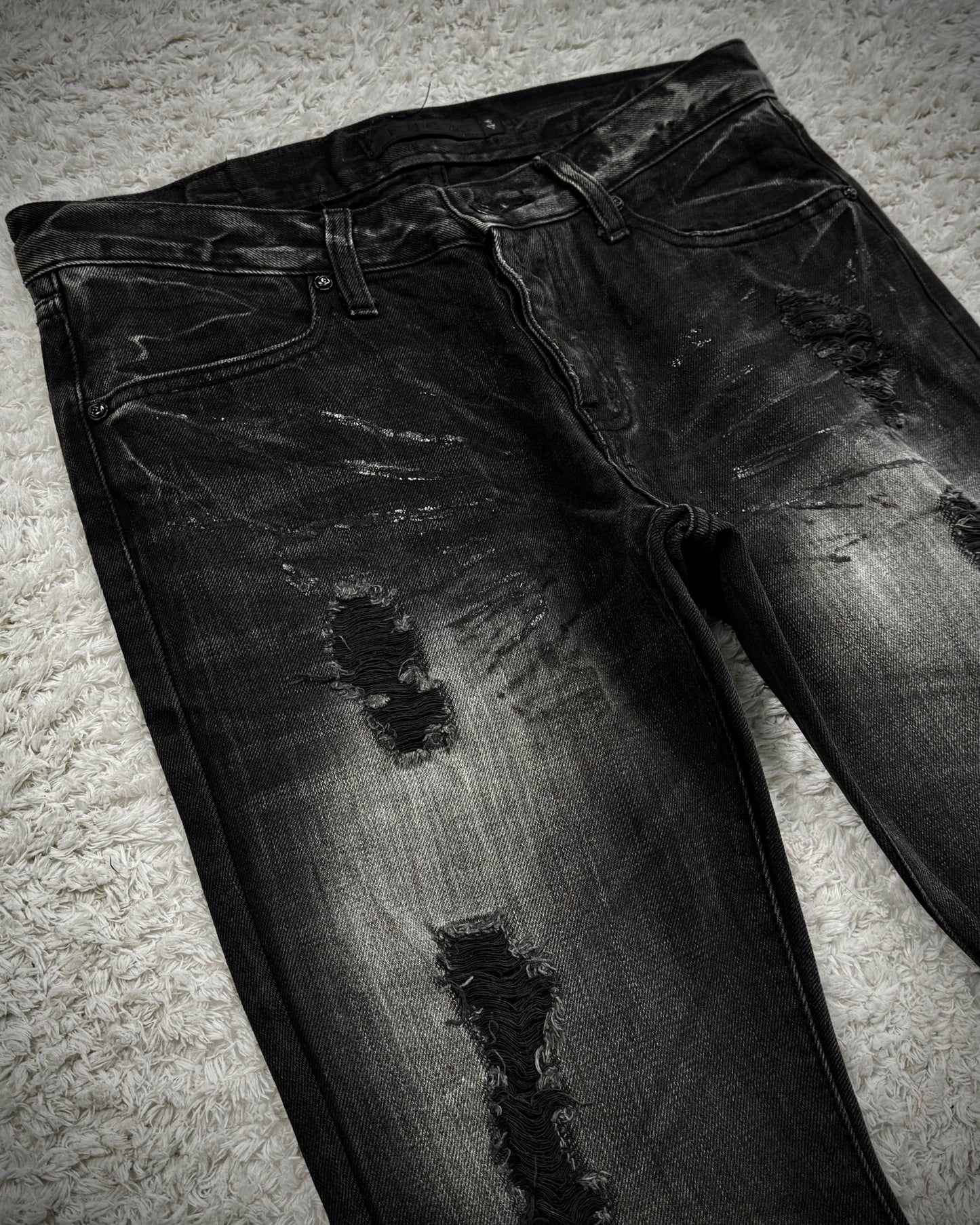 Fuga Whisker Waxed Bleach Splatter Bootcut Jeans