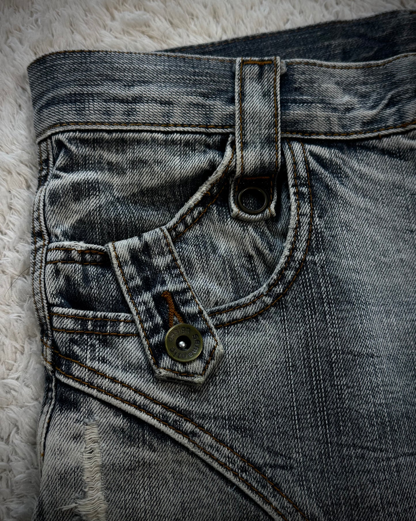 Semantic Design Honeycomb Washed Flared Jeans