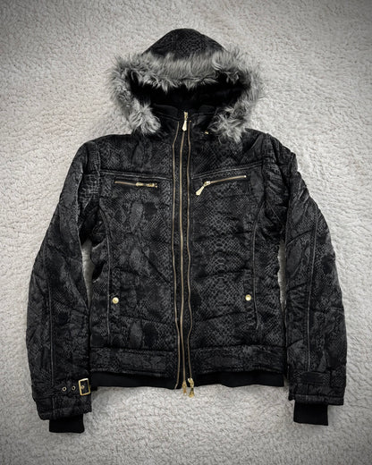 Bernings Sho Python Pattern Fur Hood Puffer Jacket