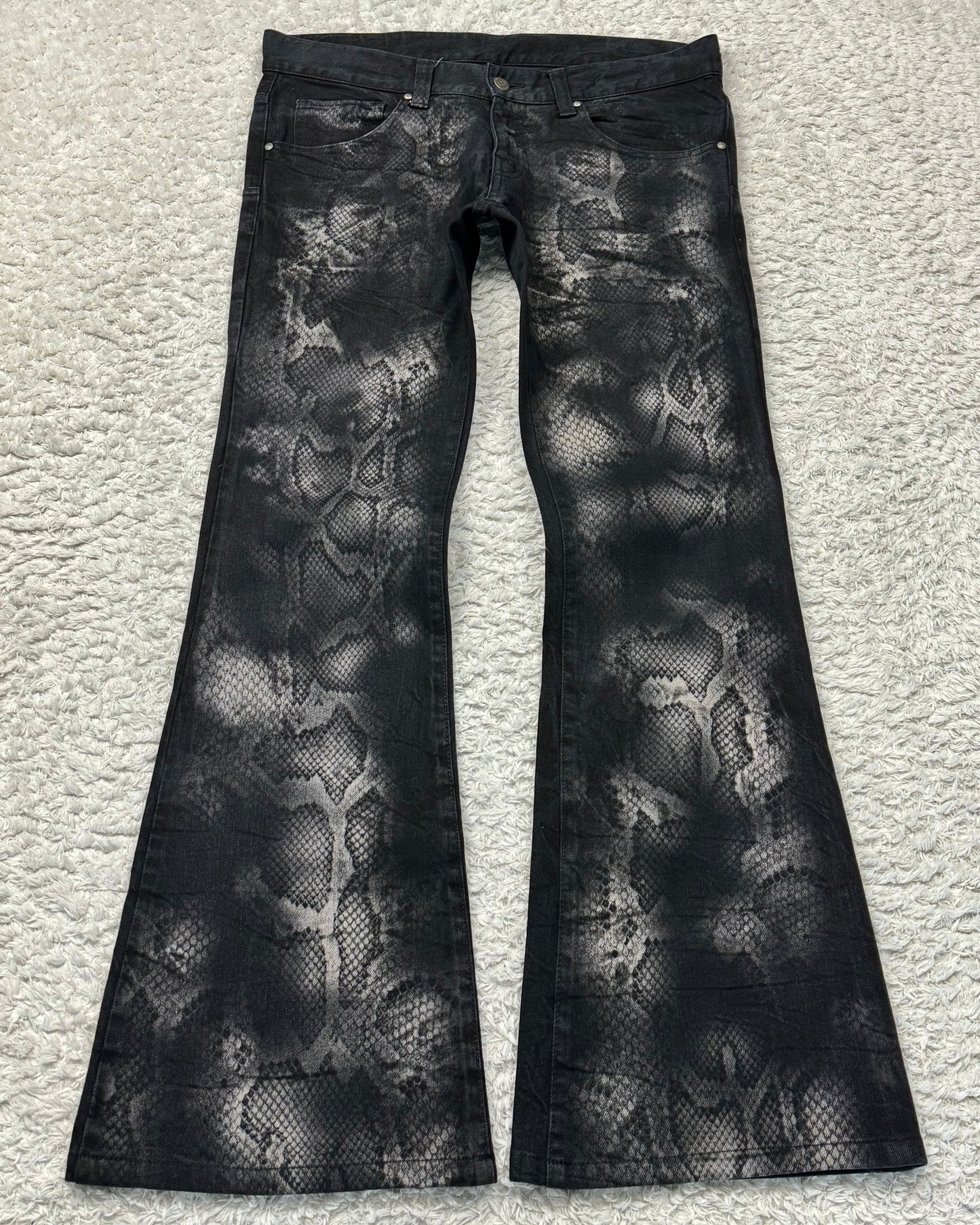 Tornado Mart Python Pattern Flared Jeans