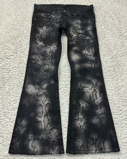 Tornado Mart Python Pattern Flared Jeans