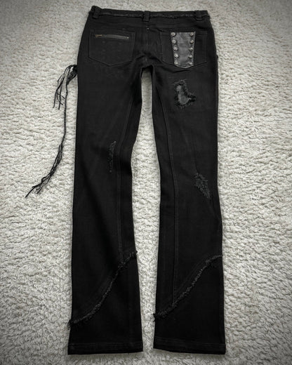 The Space Between Us Punk Lace Up Leather Repaired Pants