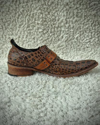 Boredom Vintage Crocodile Textured Leather Boots
