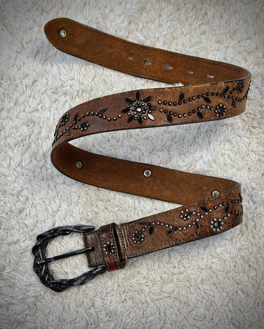 Tornado Mart Vintage Studded Textured Leather Belt