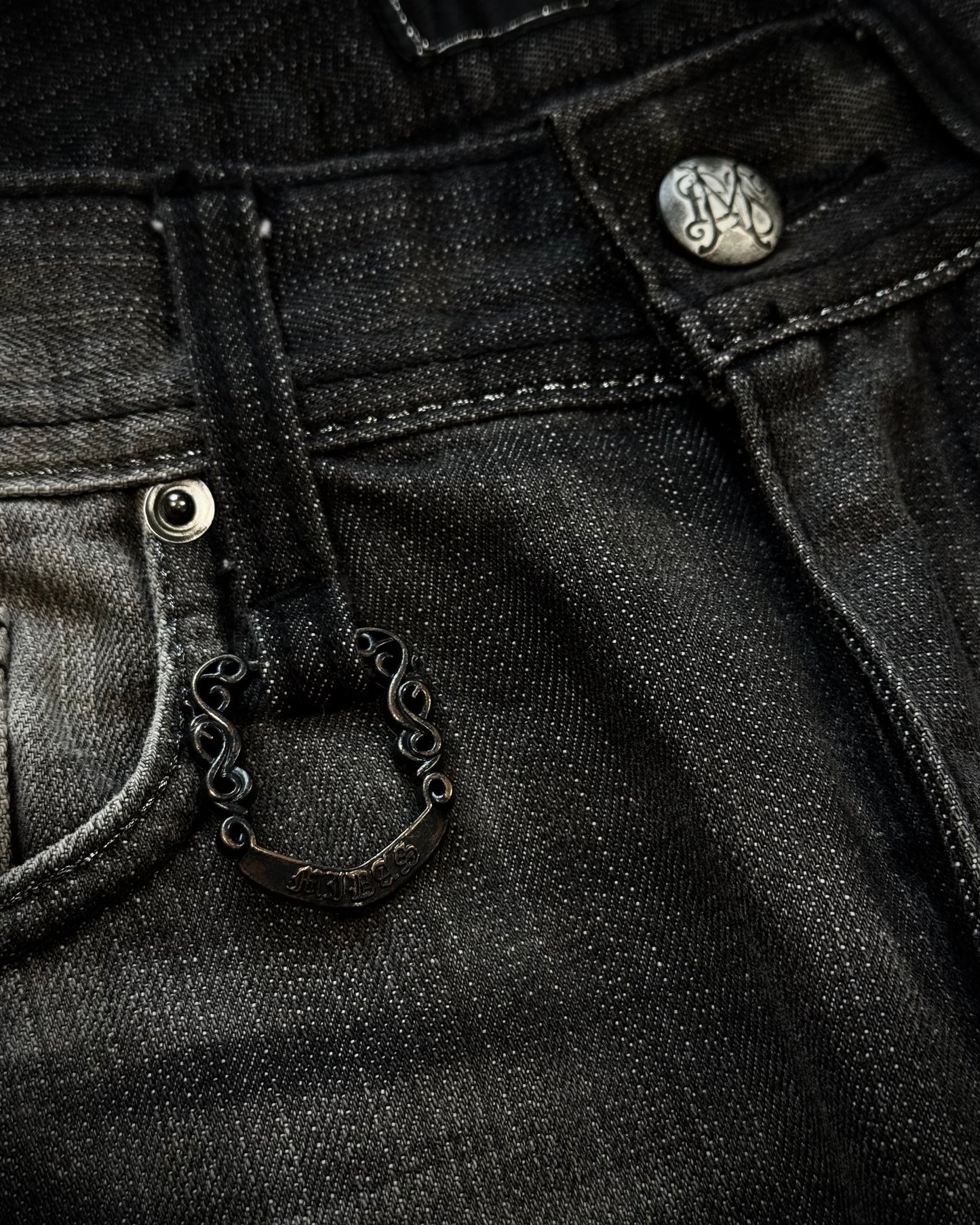 Midas Metallic Tribal Embroidery Spiral Flared Jeans