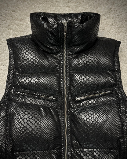 L7 Real Hip Python Luster Puffer Vest