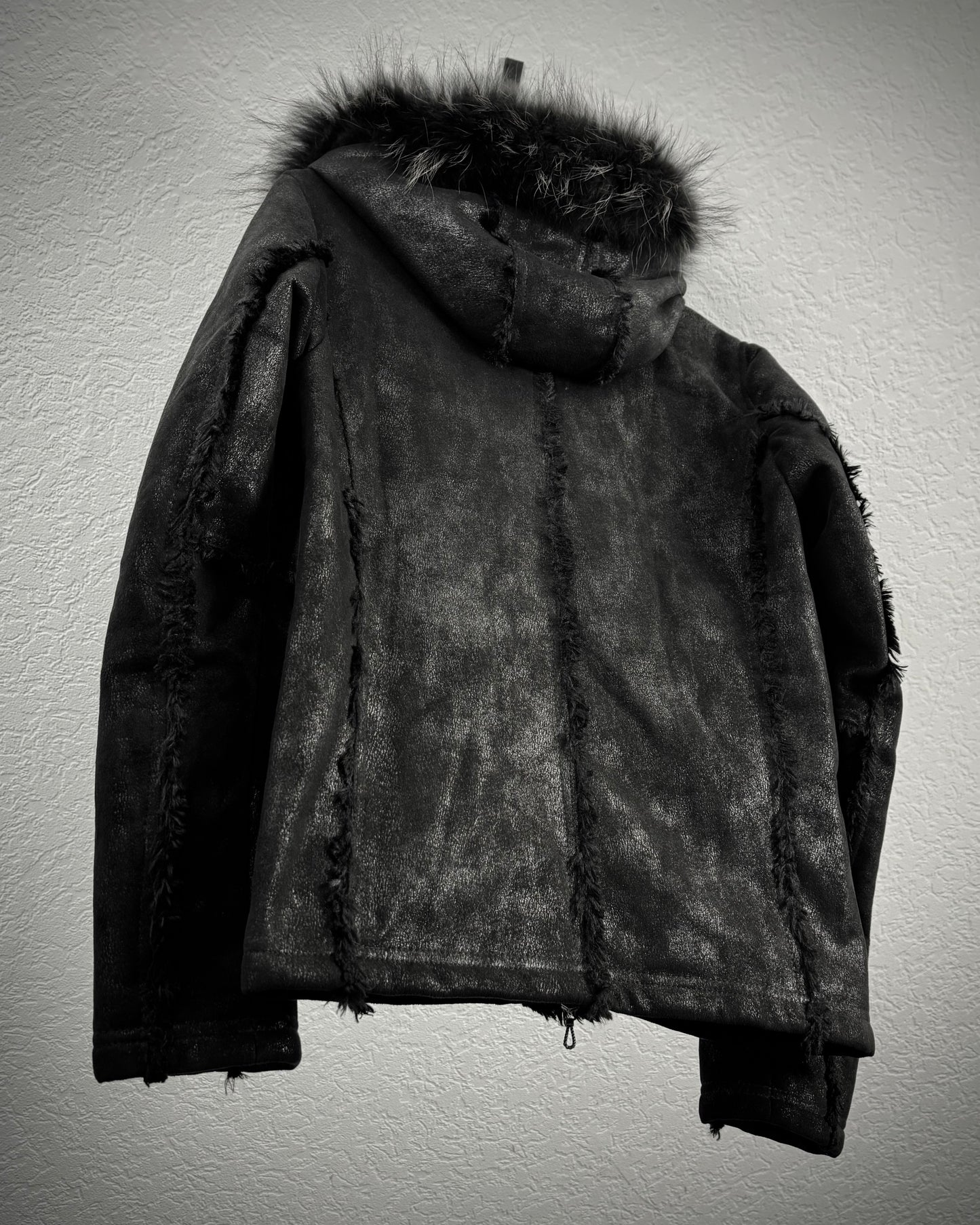 Fuga Fur Hood Fringed Luster Jacket