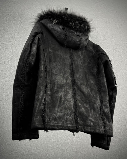 Fuga Fur Hood Fringed Luster Jacket