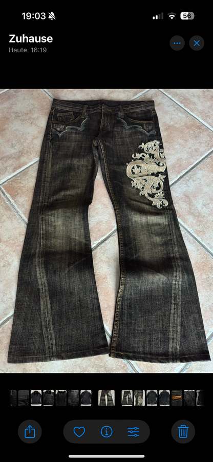 Tornado Mart Tribal Flared Jeans