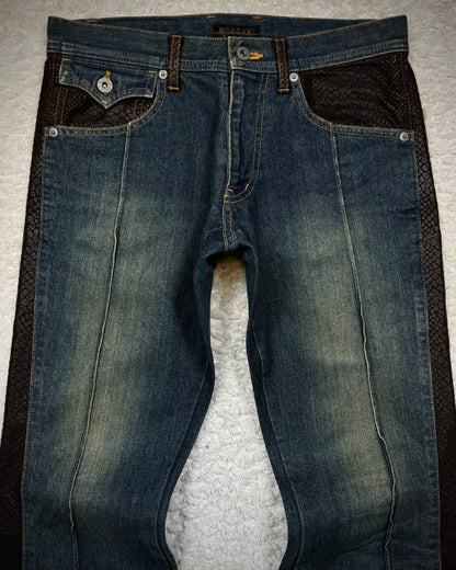 Morgan Homme Python Shimmer Mud Washed Flared Jeans