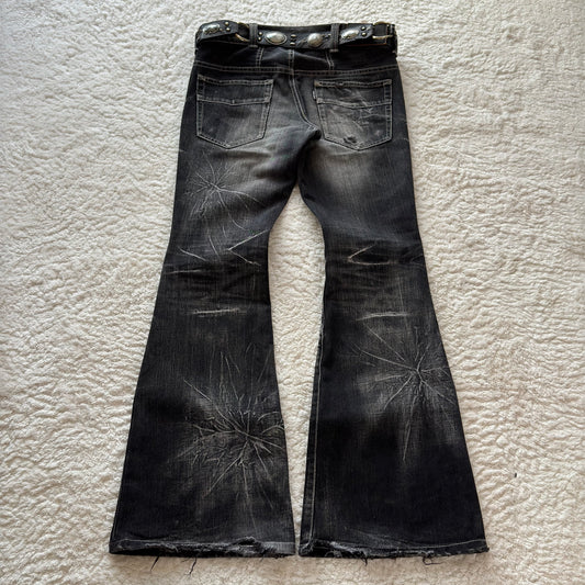 Tornado Mart Pierced Bell Bottom Flared Jeans