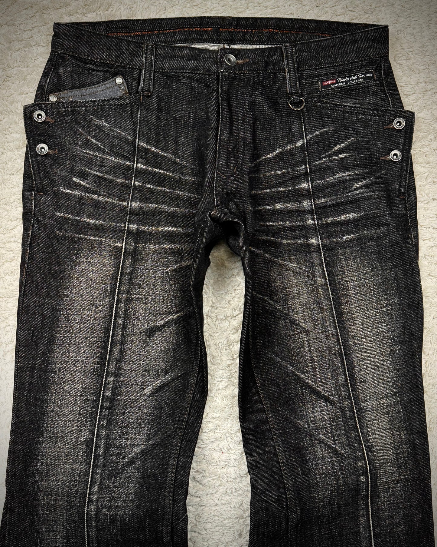 Nicole Club Clawmarks Washed Python Detailed Bootcut Jeans