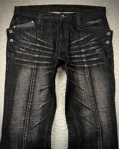 Nicole Club Clawmarks Washed Python Detailed Bootcut Jeans