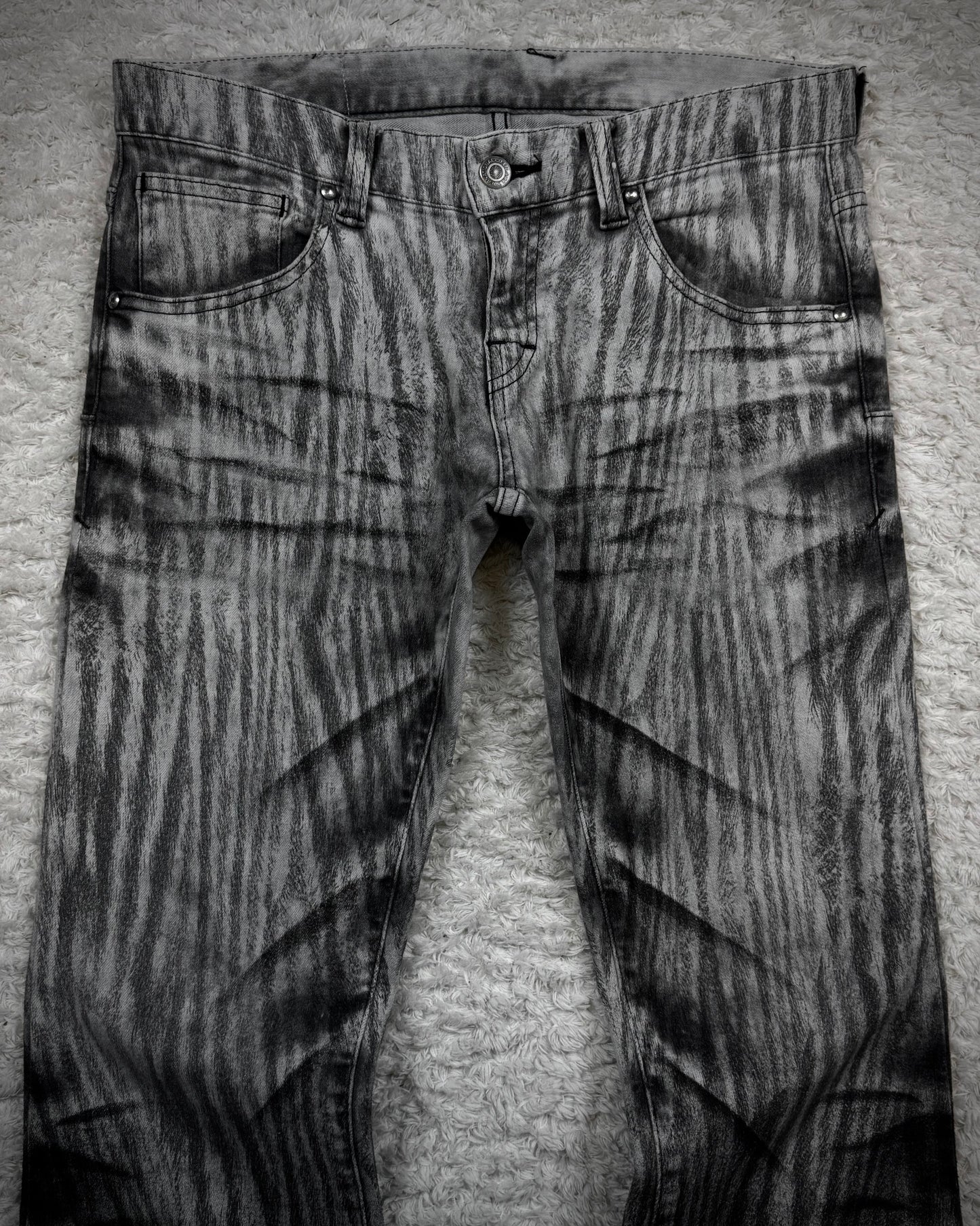 Tornado Mart Clawmarks Zebra Coated Flared Pants