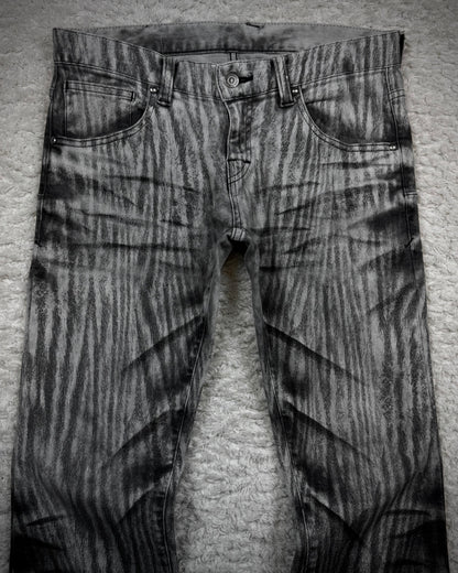 Tornado Mart Clawmarks Zebra Coated Flared Pants