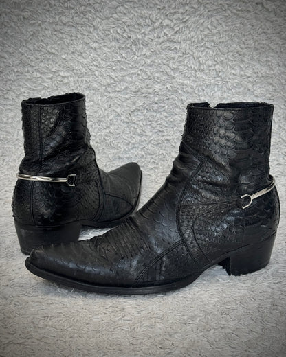 Fr. Lancelot Pointed Python Leather Boots