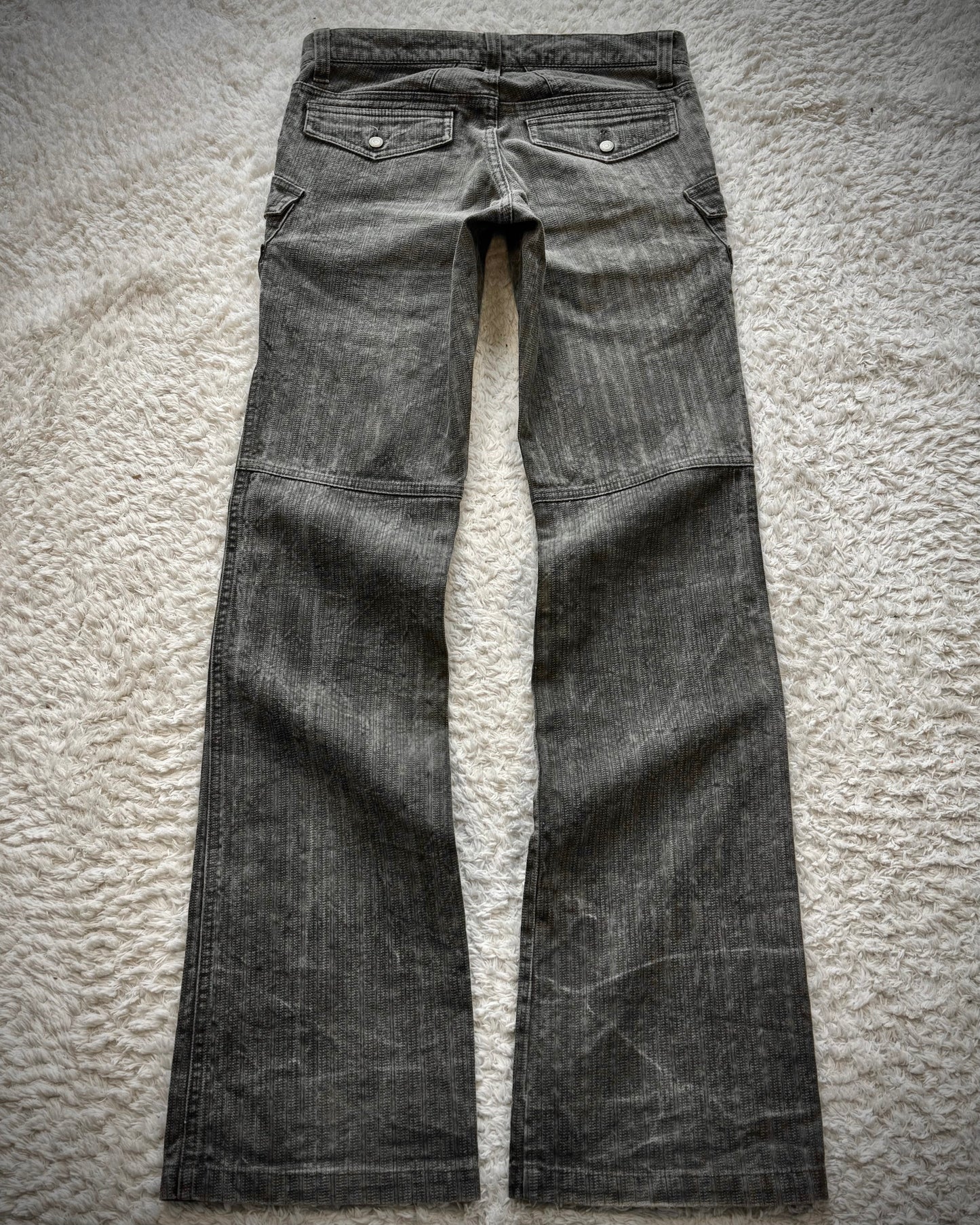 Tornado Mart Multi-Pocket Pin Striped Bootcut Pants