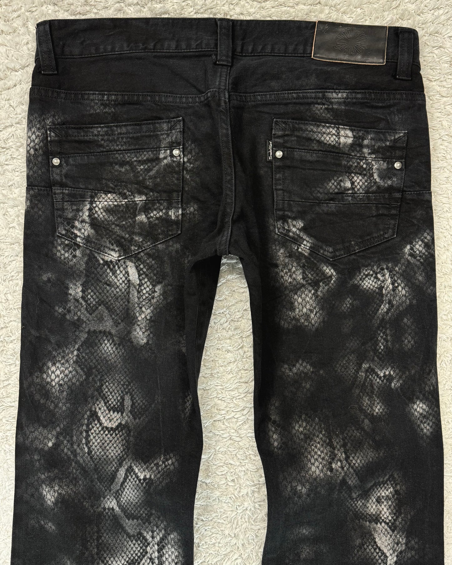 Tornado Mart Python Pattern Flared Jeans