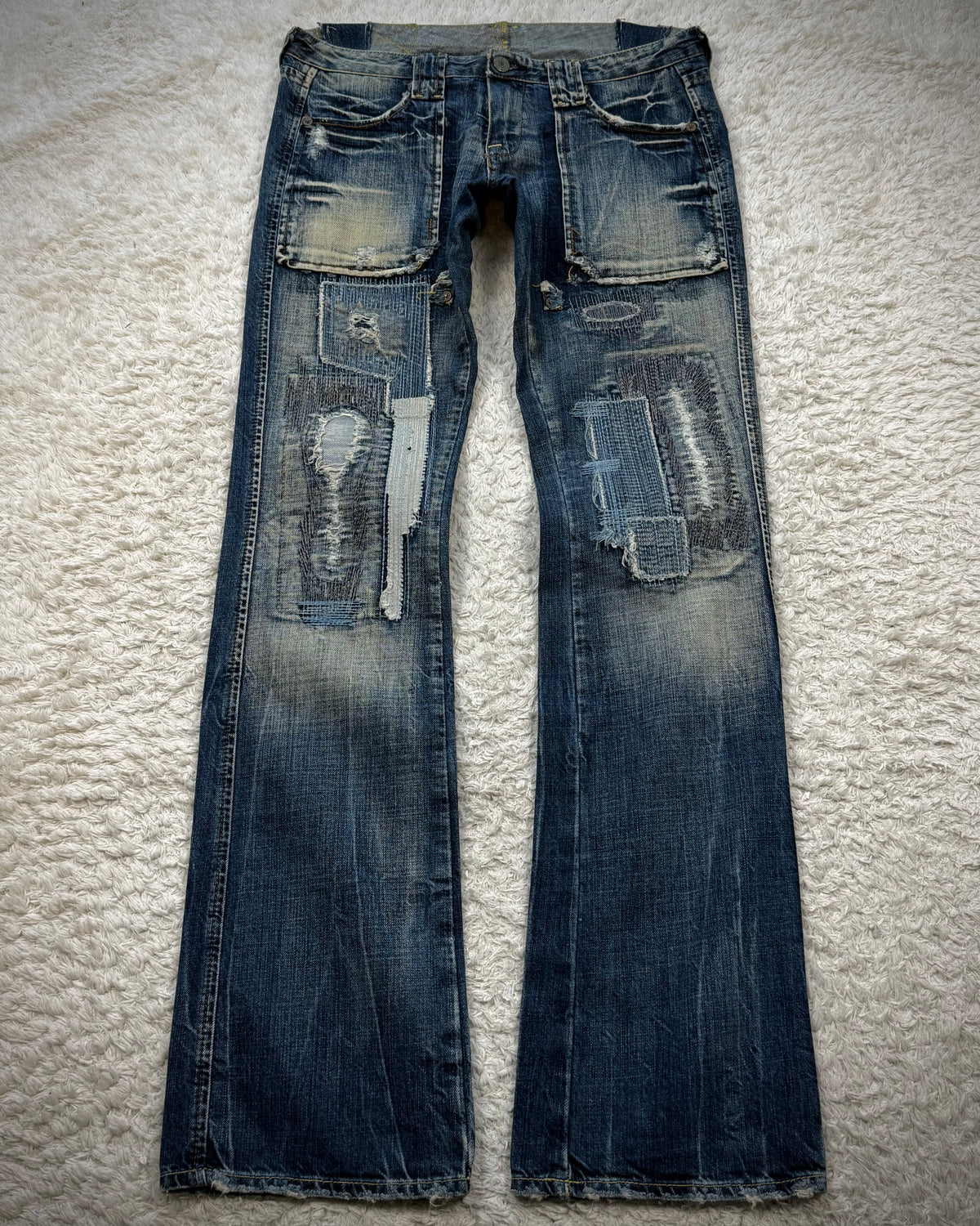Vintage Reworked Patchwork Bootcut Denim