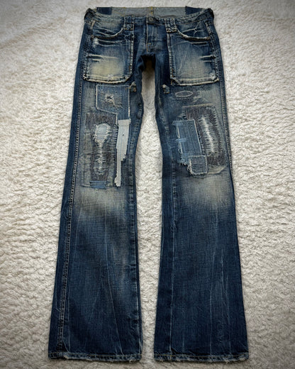 Vintage Reworked Patchwork Bootcut Denim