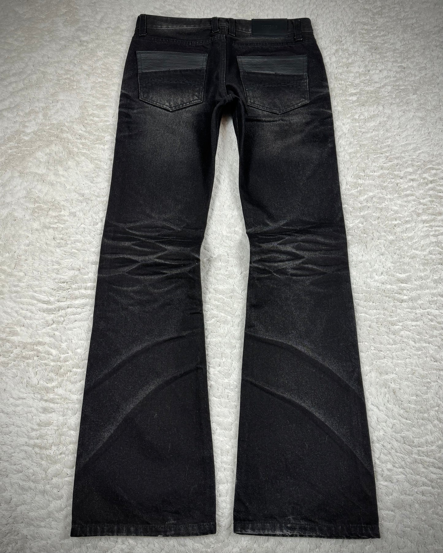 Midas Clawmark Washed Leather Detailed Flared Denim
