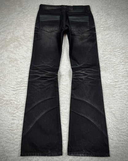 Midas Clawmark Washed Leather Detailed Flared Denim
