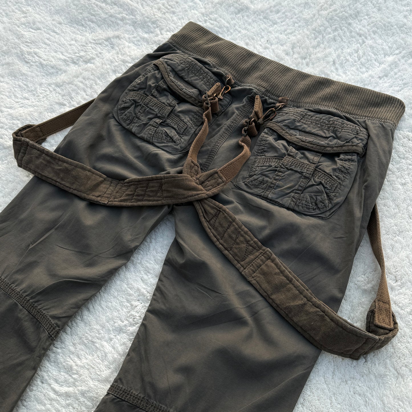 G.O.A Military Suspender Flared Cargo Pants