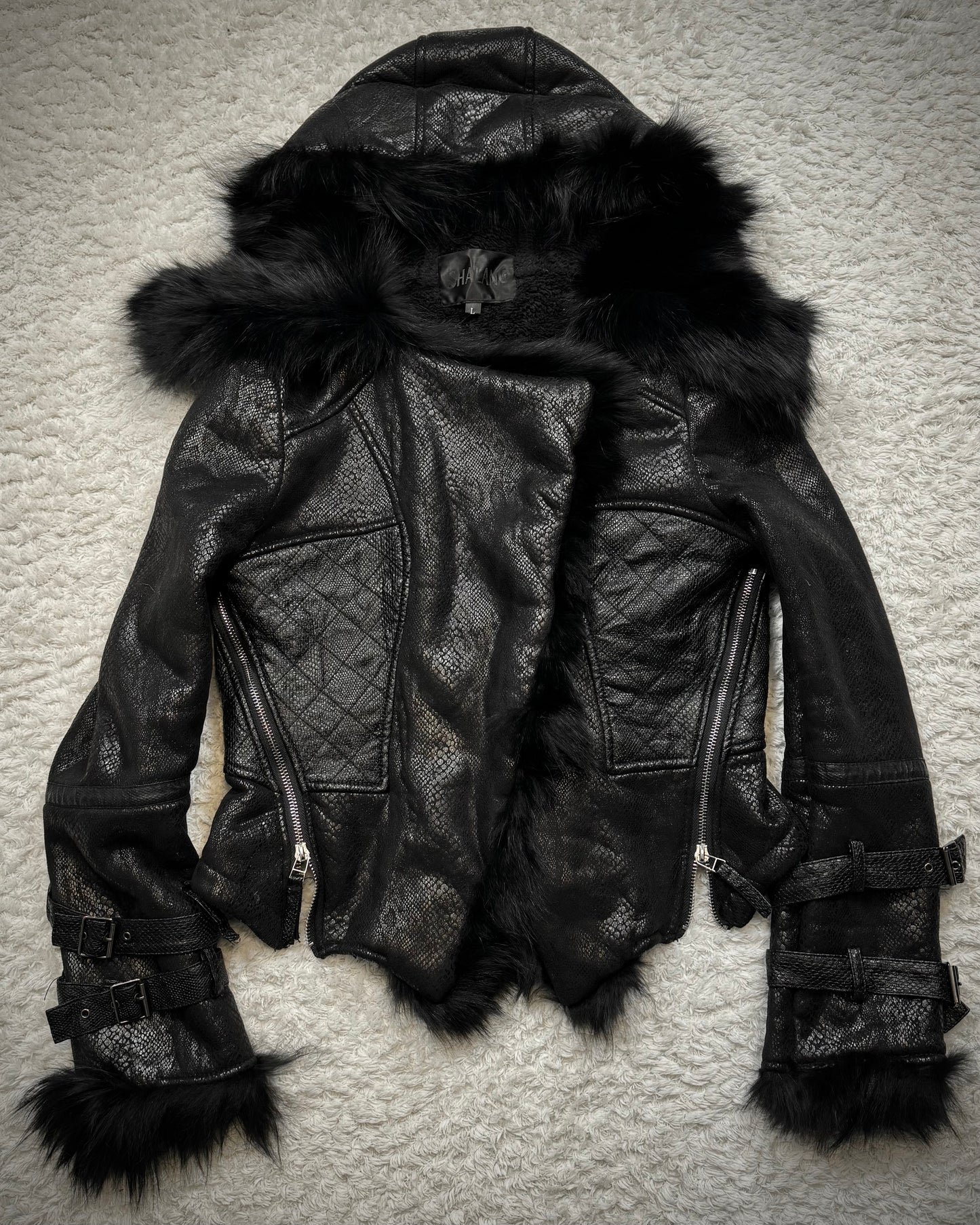 Slinky Python Waxed Fur Jacket
