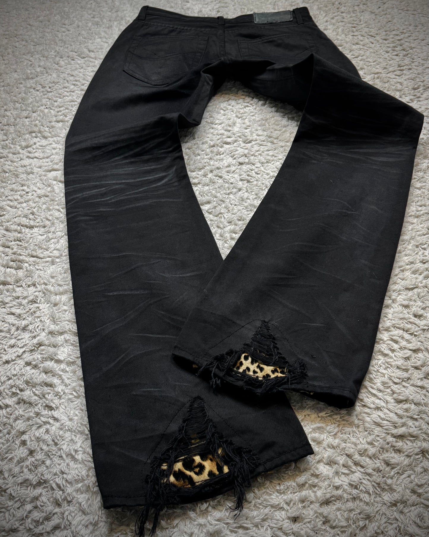 CavariA Leopard Repaired Clawmarks Bootcut Denim