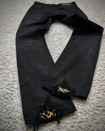 CavariA Leopard Repaired Clawmarks Bootcut Denim