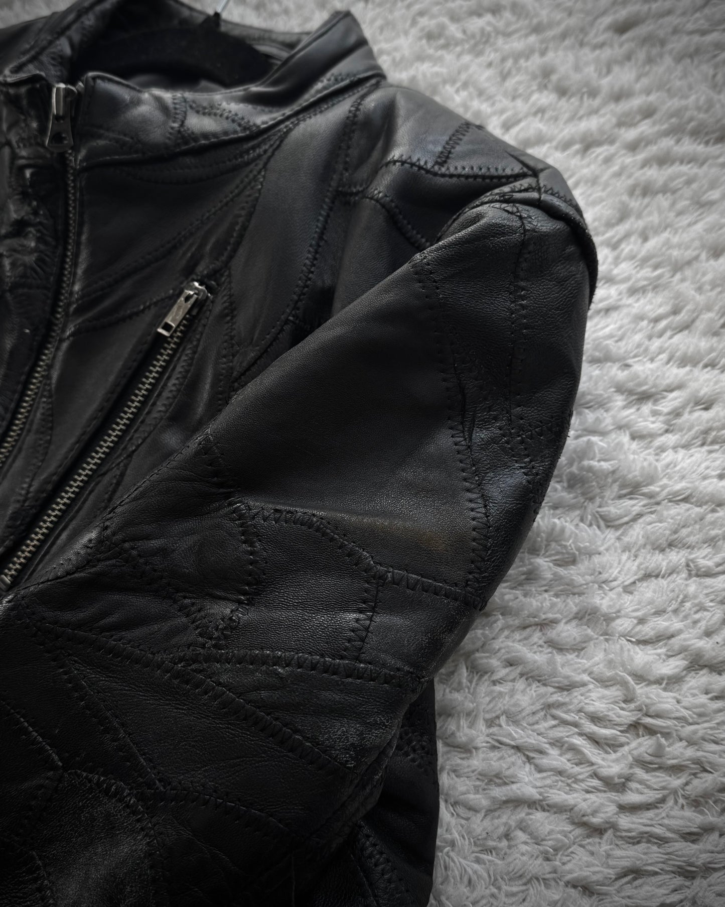 Rattle Trap Scar Stitched Leather Patchwork Jacket