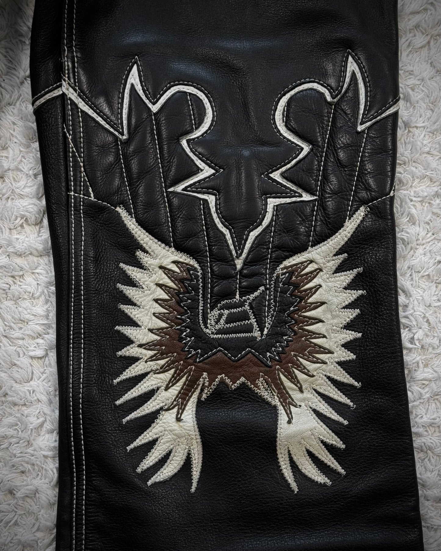 Yasuyuki Ishii Tribe Flared Leather Pants