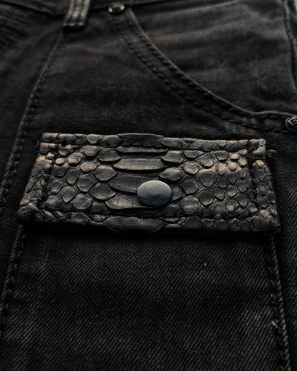 Fuga Snakeskin Detailed Slim Bootcut Jeans