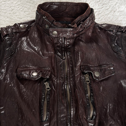 Luva Tram Bordeaux Quilted Sheepskin Leather Jacket