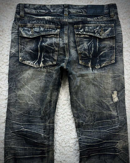 Black Crown Clawmarks Washed Flared Jeans