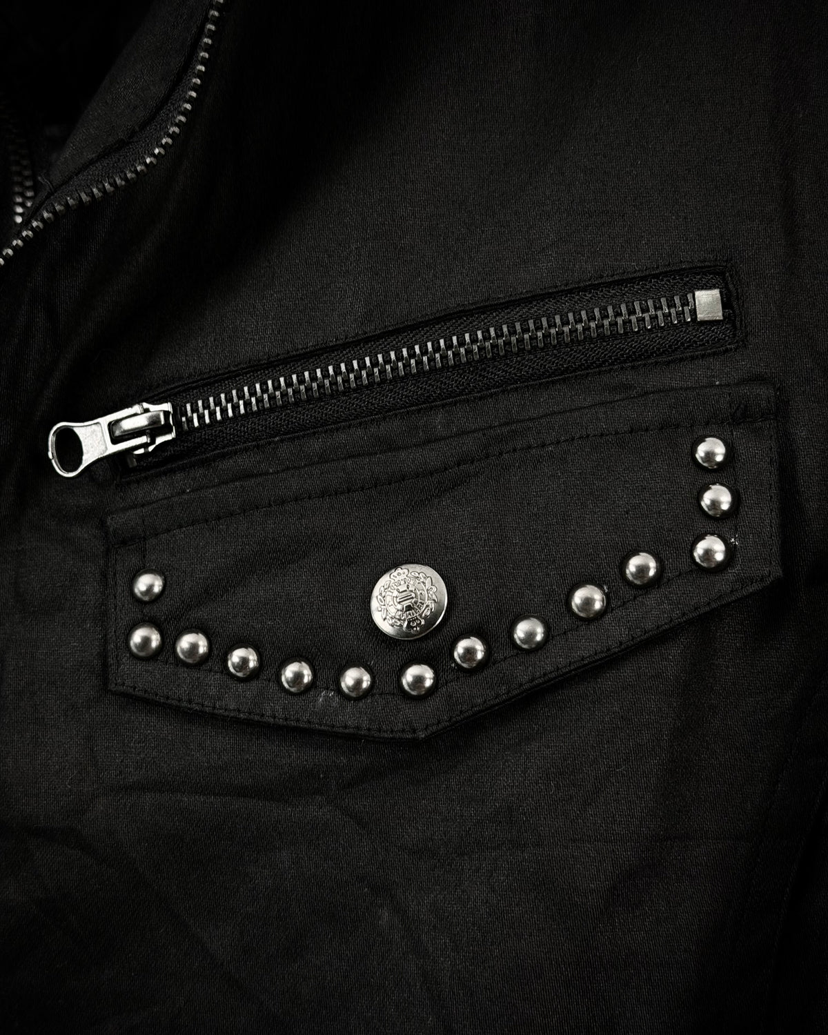 In The Attic Double Zip Layered Waxed Studded Jacket