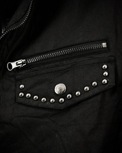 In The Attic Double Zip Layered Waxed Studded Jacket