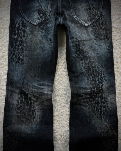 Tornado Mart Leopard Imprinted Bootcut Jeans