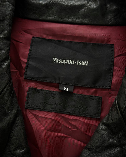 Yasuyuki Ishii Studded Raw Cut Leather Patchwork Jacket