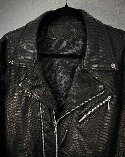 14th Addiction “10 Pythons” Pierced Leather Rider Jacket
