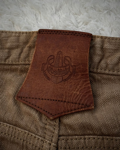 Obelisk Sand Washed Sword Knee Rib Detailed Flared Jeans
